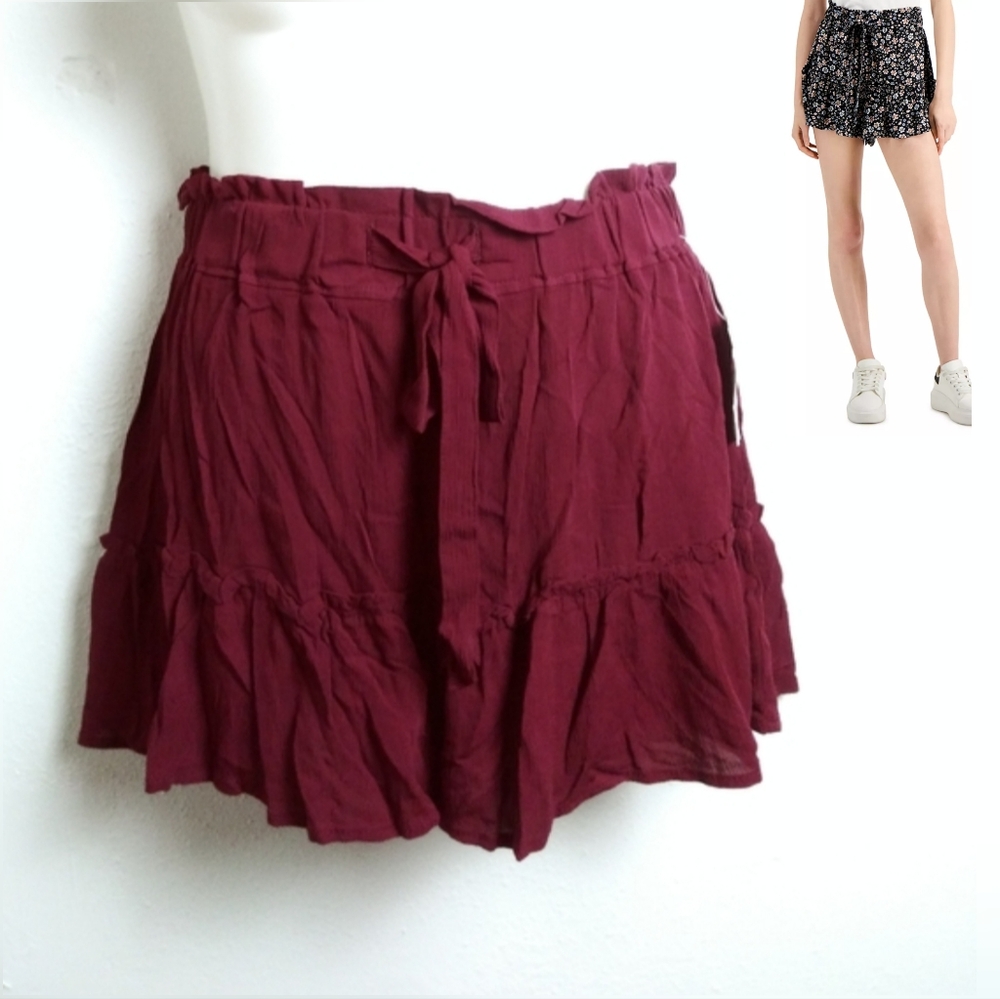 Vanilla Star Junior XL Burgundy Flowy Skirty Soft Short
